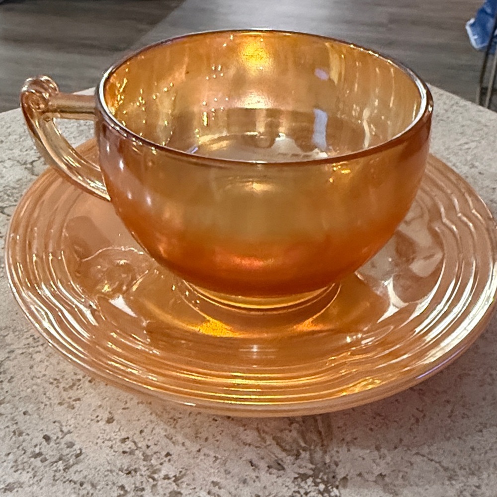 Vintage Carnival Glass Cup and Saucer